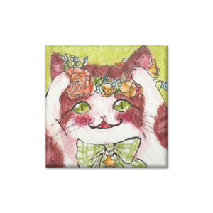 "花かんむりのキジネコさん　缶バッチ
