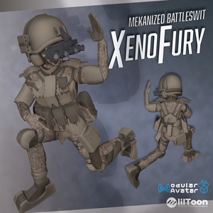 【VRChat想定】Mekanized Battleswit "Xenofury" &  PDW "XPW-47"【アバター向け戦闘服】【アバターギミック】 缩略图 3