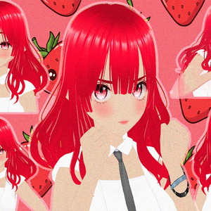 STRAWBERRY GIRL (simple vtuber model, strawberry girl, cheap)