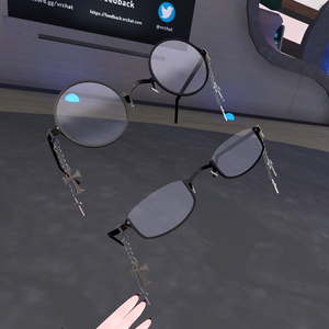 クロスチェーンアンダーリムメガネ&丸眼鏡v4（PhysBone設定済み・調整用ボーン入り）