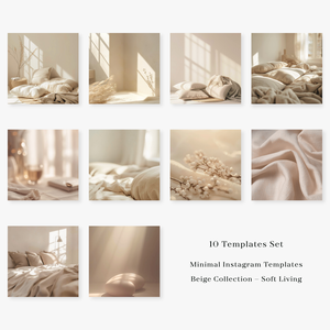 【画像テンプレ】 Beige Collection – Soft Living｜Canvaデザイン素材（10枚セット）
