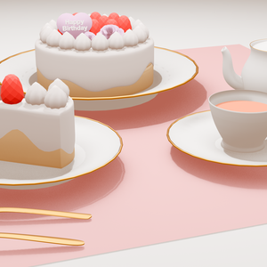 【3D小物】誕生日ケーキセット