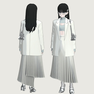 [Grus/Lapwing] Shoulderpad Pleated Dress 缩略图 5