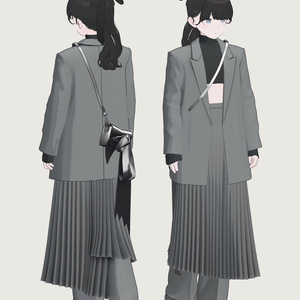 [Grus/Lapwing] Shoulderpad Pleated Dress 缩略图 7