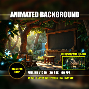 [Anime Background] Forest School and Waterfall of Blue Light Flowers - ...