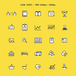 【アイコン04　25セット】PNG/背景透明　1000px × 1000px