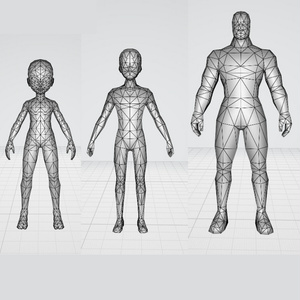 お得パック　3dモデル　子供　少年　青年　３体　素体　ボディメッシュ