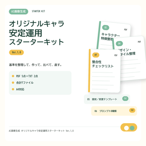 AI画像生成 オリジナルキャラ安定運用スターターキット Ver.1.0