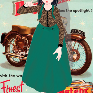 Vintage 50s Green Overall Jumper Skirt
