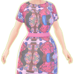 Bright Pink Brain belted dress set VROID textures