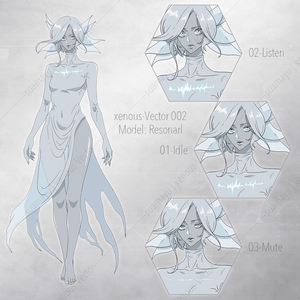 Adopt｜xenous-Vector 002｜人外キャラ立ち絵素材（表情差分3種）