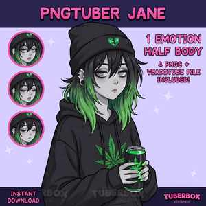 Female PNGTuber - Emo Stoner PNGTuber Girl - Cute Premade PNG Tuber Model - VeadoTube - Twitch Avatar, GIFTuber 