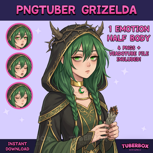 Grizelda Earth Witch PNGTuber – Female Premade Model, VeadoTube Ready - GIFTuber 