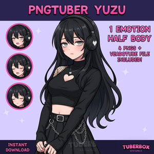 Goth Girl PNGTuber Model | Female Goth Gamer girl - Premade PNGTuber | Veadotube Model | Twitch Stream Avatar | Emo Dark Aesthetic
