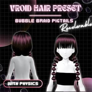 Bubble Braid Pigtails | VRoid 髪型 Recolorable Hair Preset w/ Physics | Y2K | 80s-90s | Alt | Vtuber