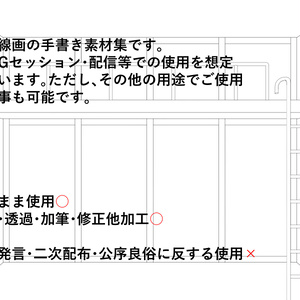 白黒線画手書き背景素材09