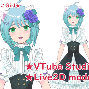 Cat Girl Live2DModel VtubeStudio for Vtuber 白猫メイド風ドレスの女の子 Live2Dモデル