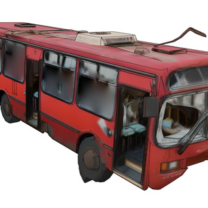 Abandoned bus in ruins
