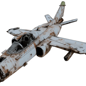 Rusty old fighter in wreckage