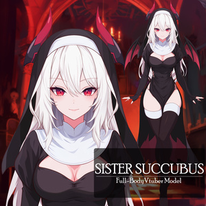 【Live2D】Succubus Nun Vtuber, Premade Vtuber Model, Rigged Vtuber, Demon Girl Vtuber, Female Vtuber - Instant Download For Vtube Studio - Commercial Use