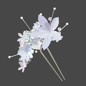 【VRchat想定・汎用】花とレースの髪飾り・かんざし hair-accessories002 缩略图 2