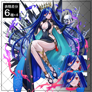 青髪の女性【表情差分６種+パーツ4種】