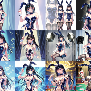 【Anima Base V1向け】紺色グロッシーバニー衣装 プロンプト集100種