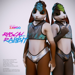 [ZaWoo] Rascal Rabbit - 3D Model for VRChat オリジナルヤンキーうさぎ3Dモデル