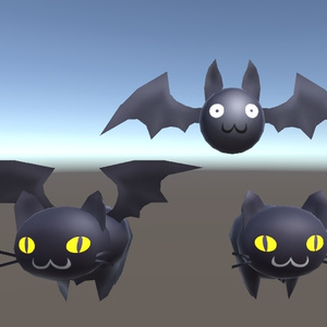 「黒猫とコウモリとコウモリ猫」【3Dモデル】