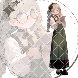 《No.97》立ち絵素材_私服_眼鏡_三つ編み_女の子
