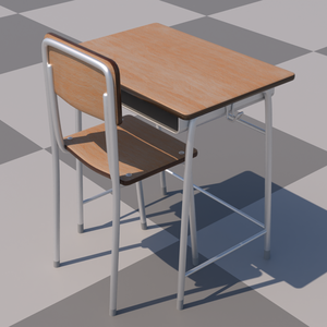 学校の机と椅子/SchoolTable&Chair　3Dモデル