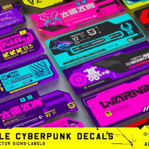 Cyberpunk Decals Vector pack 5