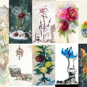 油絵 絵画 シロツメクサの花畑【A3】 - arashi1783 - BOOTH