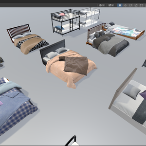 商用利用可・二次販売可 VRChat モダンベッド家具セット 高最適化・ソースファイル付き