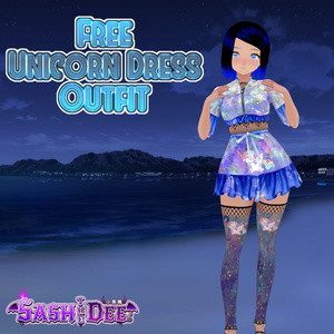 Free Vroid Unicorn Dress Outfit ( 3 Pieces )