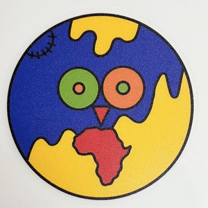Self-portrait sticker, blue & yellow