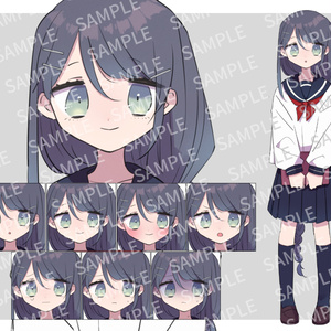 【TRPG立ち絵素材】セーラー服の女の子3/学生（表情差分7種）