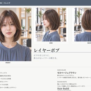 【TREND COLLECTION｜レイヤーボブ】美容師・ヘアサロン向け ヘアカタログ素材｜FRONT・SIDE・BACK＋商品説明｜商用利用OK
