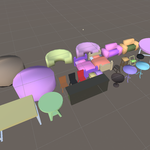3D! Low Poly テーブルとイス　table and chair(27items)