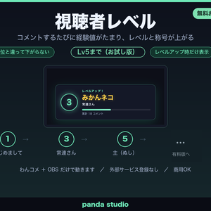 【無料】わんコメ用 視聴者レベル お試し版｜コメントで経験値がたまり称号が上がる【OBS/商用可】