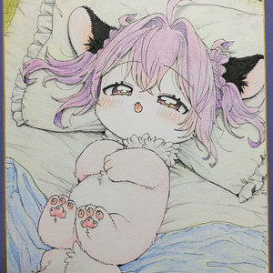 昼寝初原画展『ナマ漫』使用済みペン先付き直筆サイン入りイラスト