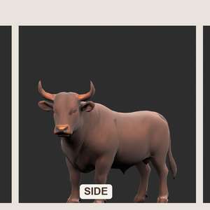 【3Dモデル】茶色のローポリ牛 STANDARD｜5000ポリゴン・リグ付き・OBJ/FBX