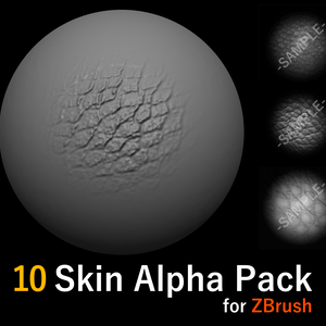 【ZBrush/ブラシ素材】鱗や皮膚のアルファ素材10種類セット