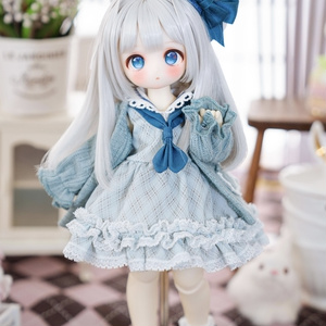 ドールウィッグ*ロングヘアー*スノーブルー*9～9.5インチ