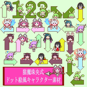 ずんずんPJキャラクターを纏めた猫魔珠央式ドット絵風素材