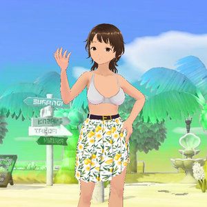Beach Day Skirt & Inner Top - VRoid - Simple Lemon Print Pencil Skirt - Easy Recolor