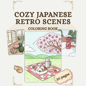 [English Version] COZY JAPANESE RETRO SCENES | Coloring Book 20 Pages (A4 & US Letter)
