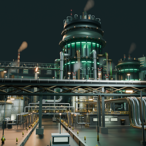 【箱庭コレクション #019 / Blender・GLB】巨大炉心と工業都市｜Industrial Midnight — IRON METROPOLIS
