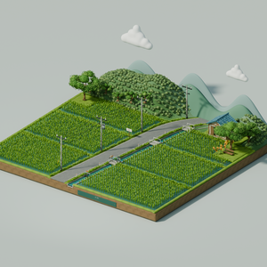 【箱庭コレクション #038 / Blender・GLB】夏の農道｜Summer Farm Road