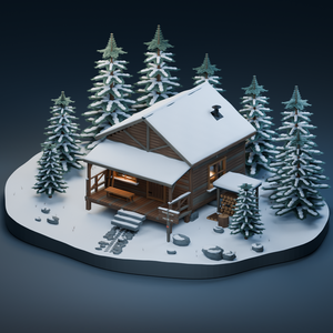 【箱庭コレクション #043 / Blender・FBX・GLB】古い山小屋｜Mountain Cabin